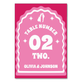 Numeração De Mesa Foto dos Casais cor-de-rosa e magenta com arco ond