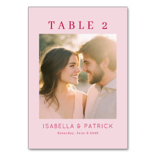 Numeração De Mesa Foto Elegante Rosa Romântica