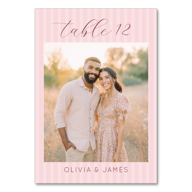 Numeração De Mesa Foto Elegante Rosa Romântica (Frente)