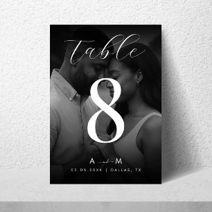 Numeração De Mesa Foto Escura Desbotada e Casamento Preto Elegante M
