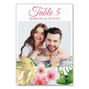 Numeração De Mesa Foto: Flores Tropicais Palms Dourado Casamento Flo