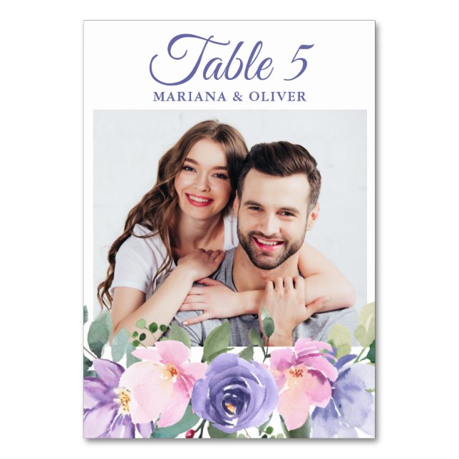 Numeração De Mesa Foto: Lavanda Rosa Casamento Floral (Frente)