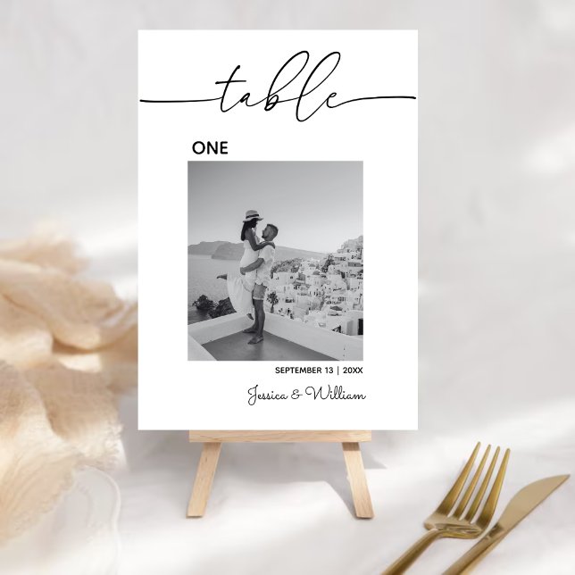 Numeração De Mesa Foto Mínima Moderna de Casamento | Placa Números d (Criador carregado)