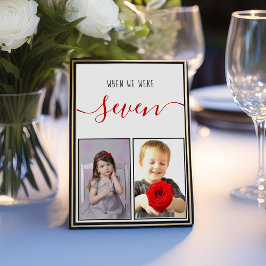 Numeração De Mesa Fotos de Infância 7 Anos Casamento Script Vermelho
