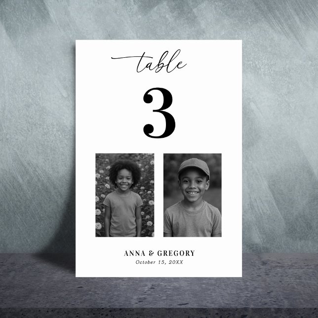 Numeração De Mesa Fotos de Infância Tabela Número 3 Casamento (Criador carregado)