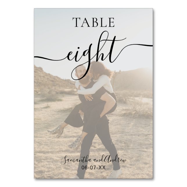 Numeração De Mesa Fotos de nomes de script branco preto (Frente)