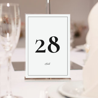 Numeração De Mesa Frado | Caligrafia Casamento Negro Branco Elegante