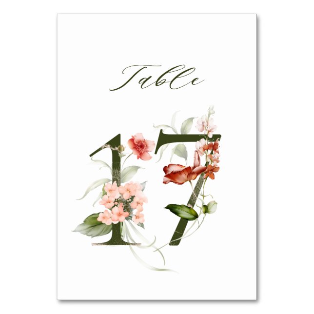 Numeração De Mesa Frasco Botânico Elegante 17, (Frente)