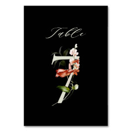 Numeração De Mesa Frasco Botânico Elegante Número 7, Preto