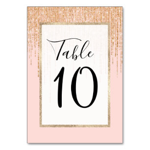 Numeração De Mesa Frente brilhante Dourada cintilante cor-de-rosa-cl