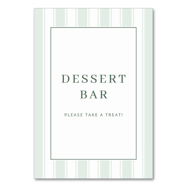 Numeração De Mesa Fresh Green Minimalist Dessert Bar Sign (Frente)