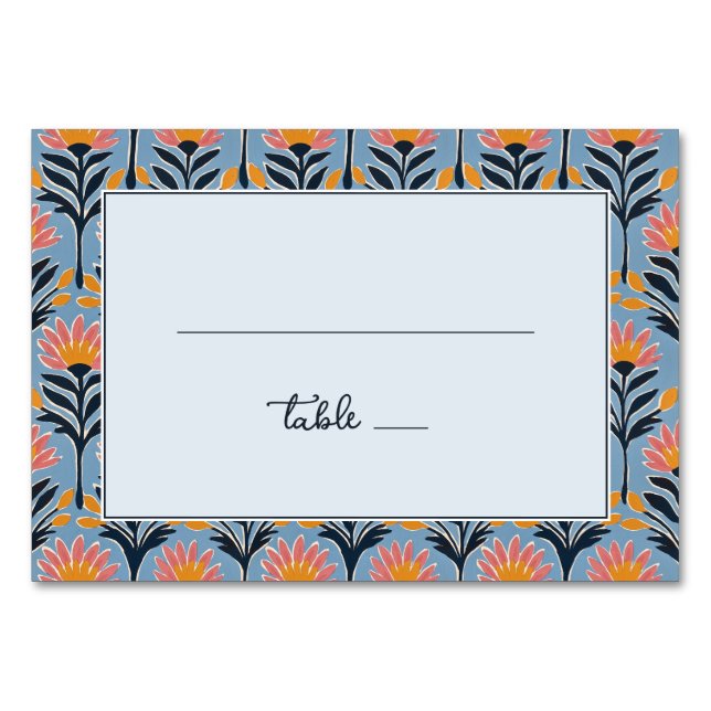 Numeração De Mesa Fronteira Floral Azul Alegre (Frente)