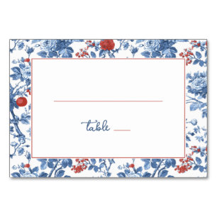 Numeração De Mesa Fronteira Floral Azul Elegante