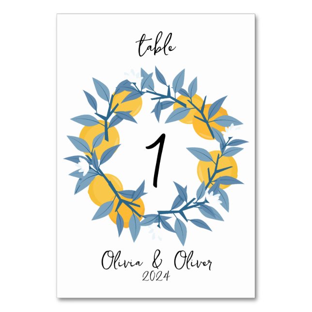 Numeração De Mesa Fruta Laranja Citrus Greenery Casamento (Frente)
