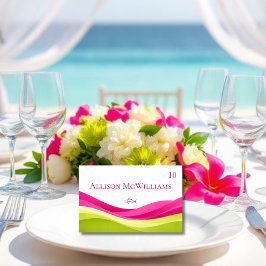 Numeração De Mesa Fuchsia and Lime Green Wedding Place Card-Fish