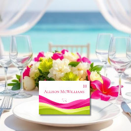 Numeração De Mesa Fuchsia and Lime Green Wedding Place Card-Meat