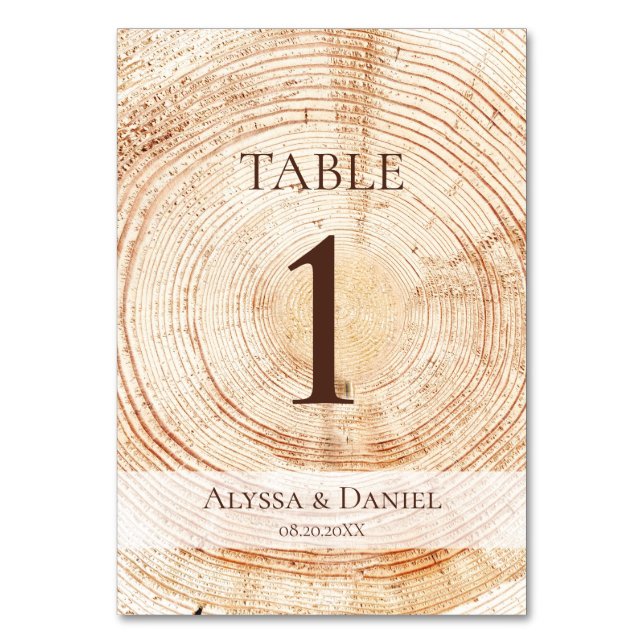 Numeração De Mesa Fundo com textura de madeira Casamento rústico per (Frente)