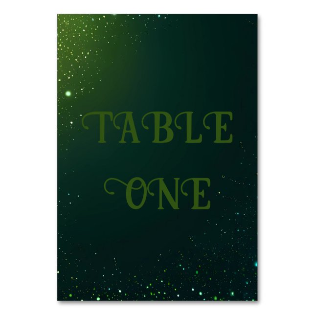 Numeração De Mesa Fundo de casamento com brilho verde elegante (Frente)