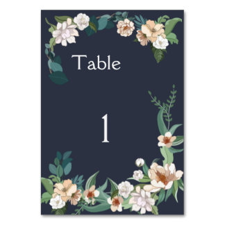 Numeração De Mesa Fundo do Marinho de Quadro de Flor Branco Retroati