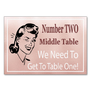 Numeração De Mesa Funny Retro Rosa Dourado Bunco Número Dois Meio