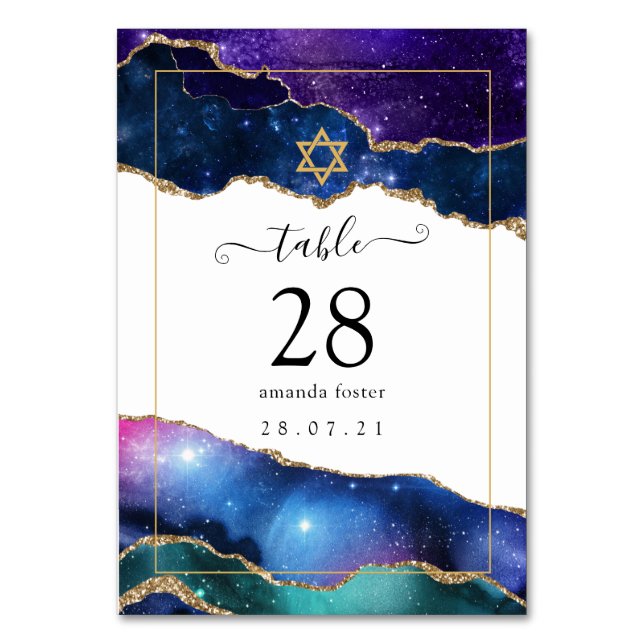 Numeração De Mesa Galaxy Agate Bat Mitzvah (Frente)