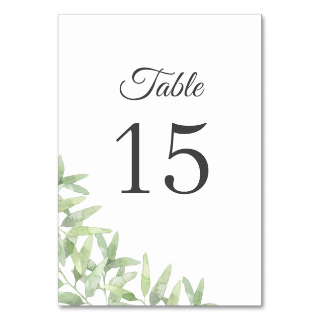 Numeração De Mesa Galhos de oliveira Elegantes. Casamento de Verão B (Frente)