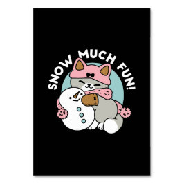 Numeração De Mesa Gato Bonito em Neve Gear com Arte Snowman