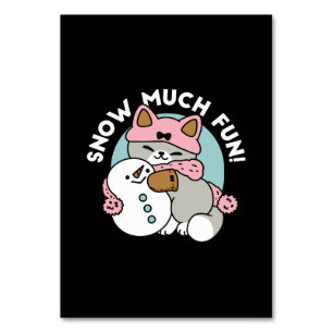 Numeração De Mesa Gato Bonito em Neve Gear com Arte Snowman