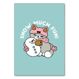 Numeração De Mesa Gato Bonito em Neve Gear com Arte Snowman