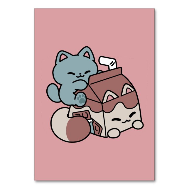 Numeração De Mesa Gato de Leite de Chocolate Kawaii – Bebida Aconche (Frente)