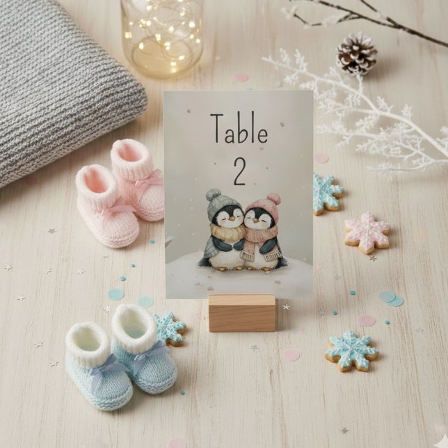Numeração De Mesa Gêmeos Pinguins Churrasco de Bebê Terra de Maravil (Criador carregado)