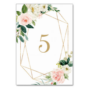 Numeração De Mesa Geométrico Aquarela Flores de Primavera Mesa 5 Cas