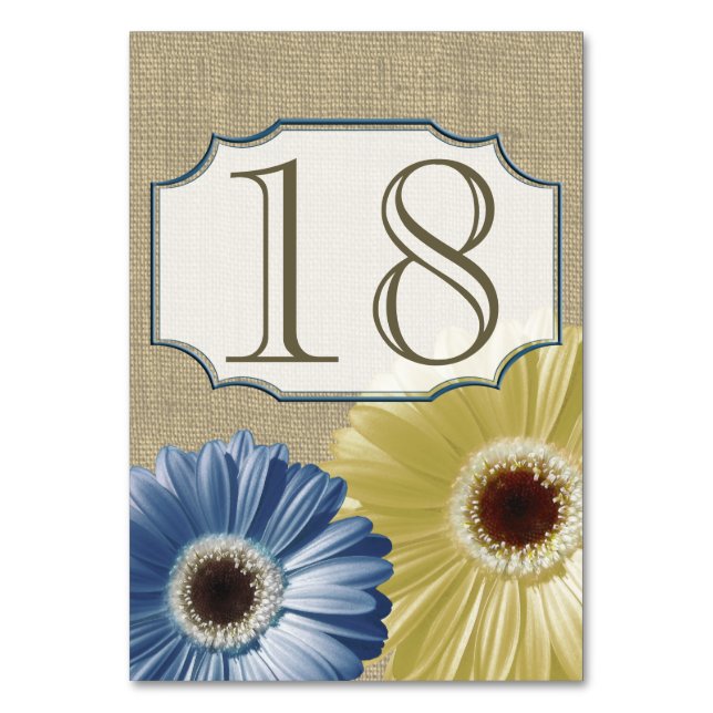 Numeração De Mesa Gerbera Daisy Blue e Yellow Number (Frente)
