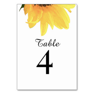 Numeração De Mesa Girassóis Aquarela Casamento Minimalista Elegante