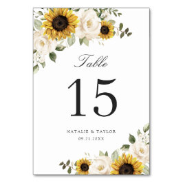 Numeração De Mesa Girassóis Floral Branco Verde Rústico