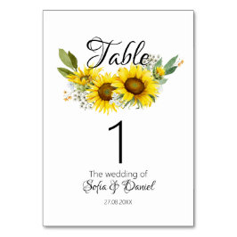 Numeração De Mesa Girassol aquarela flor silvestre branca casamento
