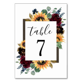 Numeração De Mesa Girassol e Rosas Borgonha Marinho Vermelho Azul Ca