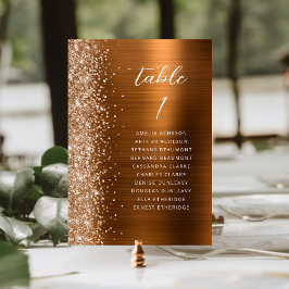 Numeração De Mesa Glam Copper Metallic Glitter Script Wedding