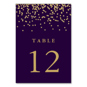 Numeração De Mesa Glam Faux Dourada Confetti em Profundo Roxo
