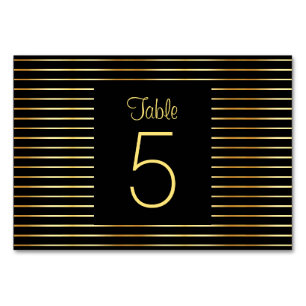 Numeração De Mesa Glamoroso Modelo Preto e Dourado Moderno Elegante