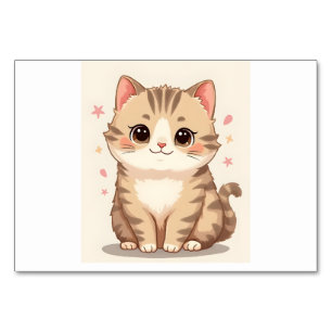 Numeração De Mesa Gleeful Cat: Bela Arte Kawaii Kitten para Qualquer