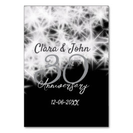 Numeração De Mesa Glitor de aniversário de casamento da 30 cinza de 