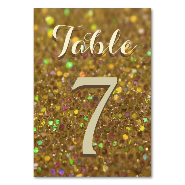 Numeração De Mesa Glitter Dourado (Frente)