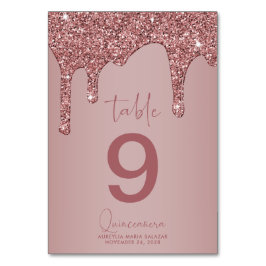 Numeração De Mesa Glitter Dourado de Rosa de luxo Quinceanera