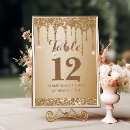 Numeração De Mesa Glitter Dourado Drives Champagne Beige