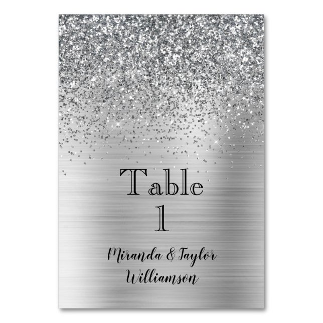 Numeração De Mesa Glitter Sparkle Glam Silver (Frente)