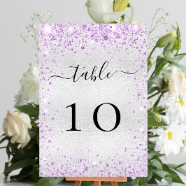 Numeração De Mesa Glitter violeta púrpura de prata brilha glamorosam
