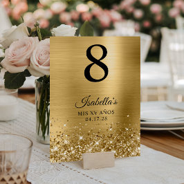 Numeração De Mesa Glittery Dourado Folha Mis XV Anos