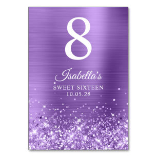Numeração De Mesa Glittery Light Purple Sweet Sessenta