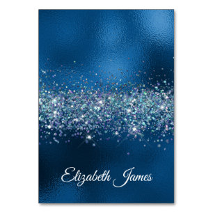 Numeração De Mesa Glittery Royal Blue Foil Nome Individual